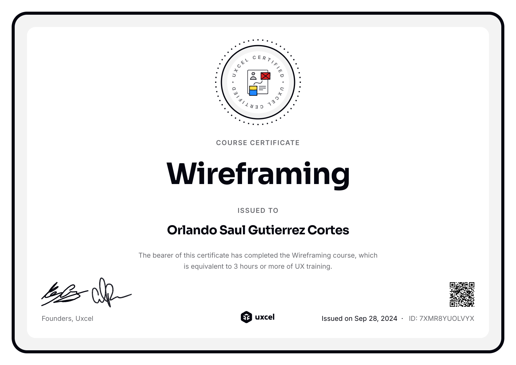 Orlando Saul Gutierrez Cortes's certificate